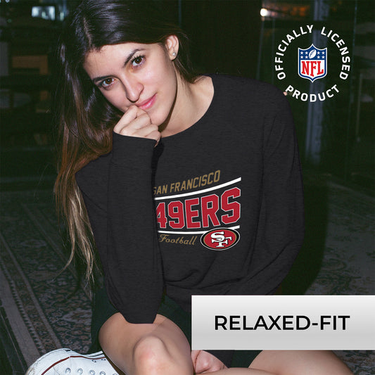 San Francisco 49ers NFL Womens Crew Neck Light Weight - Charcoal