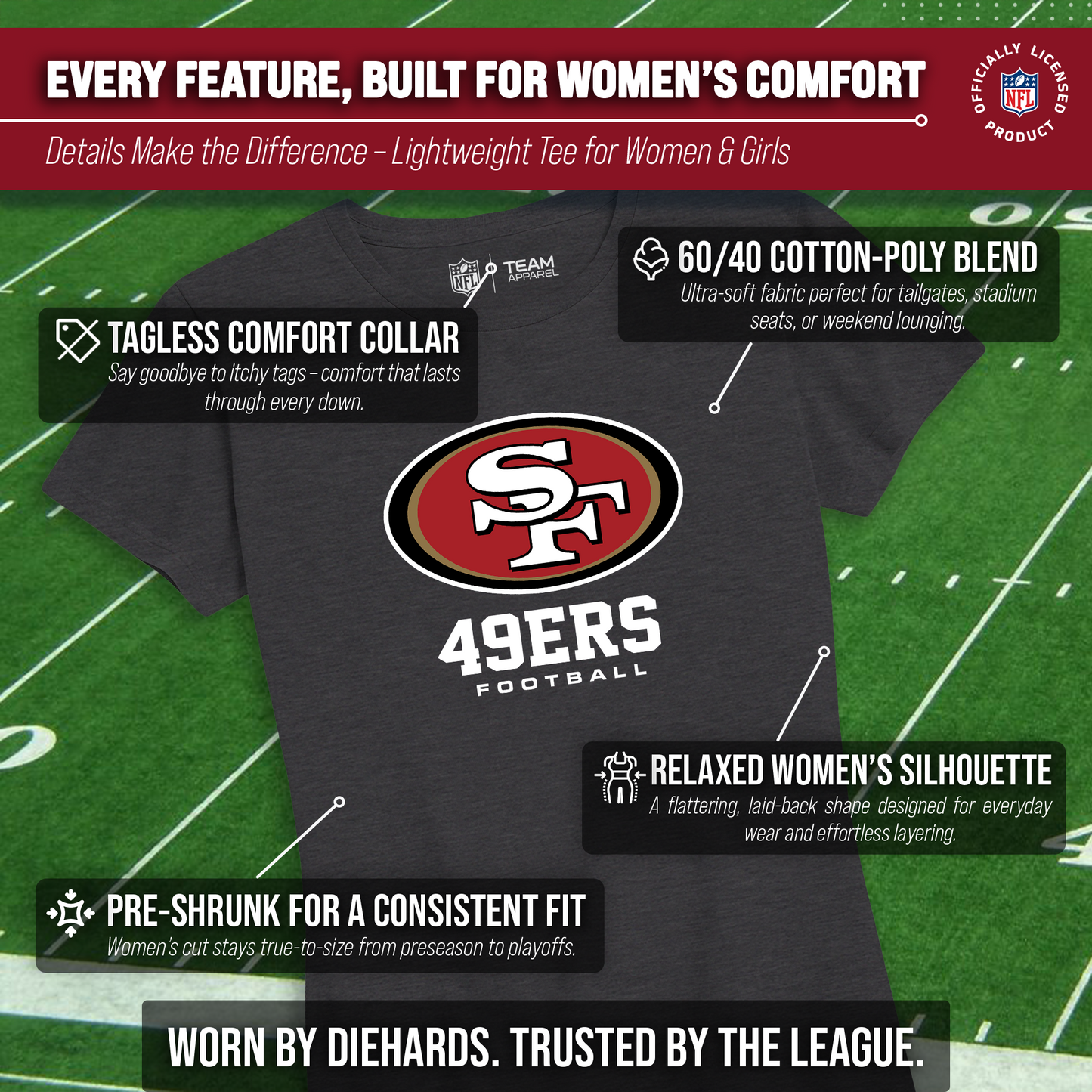 San Francisco 49ers Women's NFL Ultimate Fan Logo Short Sleeve T-Shirt - Black