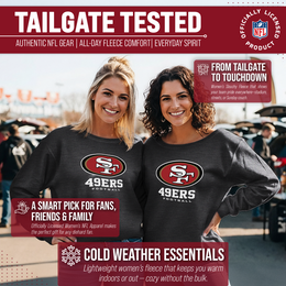 San Francisco 49ers Women's NFL Ultimate Fan Logo Slouchy Crewneck -Tagless Fleece Lightweight Pullover - Charcoal