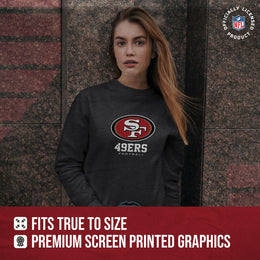 San Francisco 49ers Women's NFL Ultimate Fan Logo Slouchy Crewneck -Tagless Fleece Lightweight Pullover - Charcoal