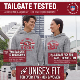 San Francisco 49ers NFL Team Stripe Hooded Sweatshirt- Soft Pullover Sports Hoodie For Men & Women - Sport Gray