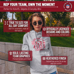 San Francisco 49ers NFL Team Stripe Hooded Sweatshirt- Soft Pullover Sports Hoodie For Men & Women - Sport Gray