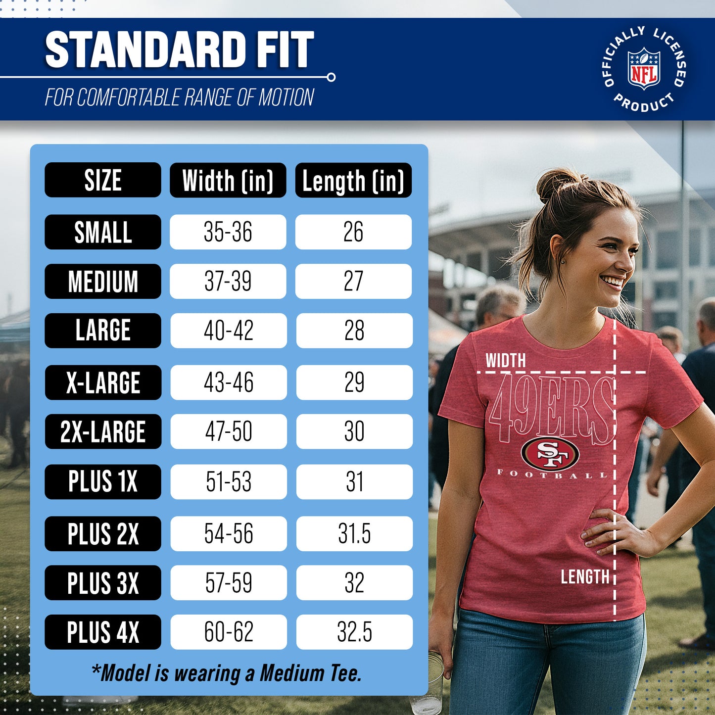 San Francisco 49ers NFL Womens Overtime Blueprint Tag-Less T-Shirt - Red