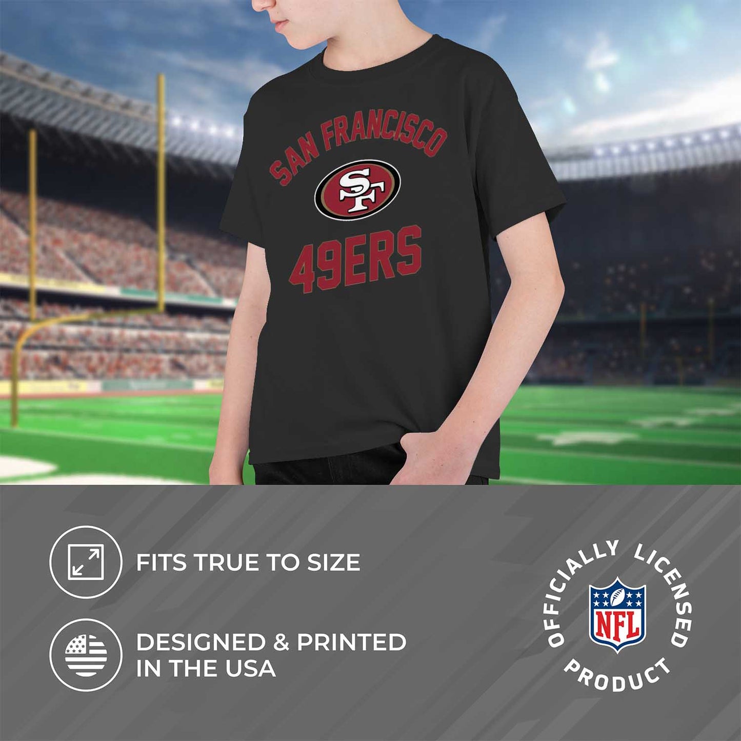 San Francisco 49ers NFL Youth Gameday Football T-Shirt - Black