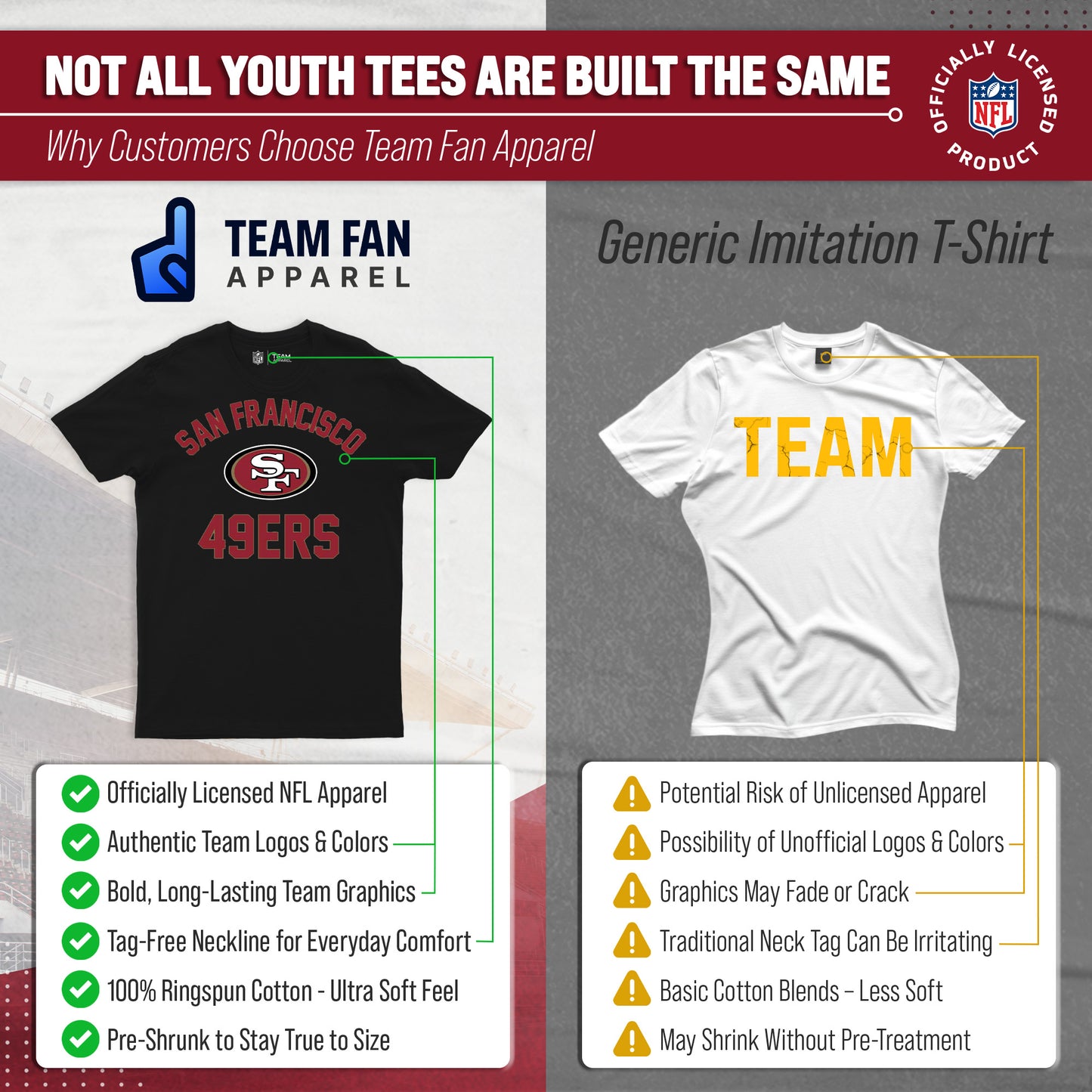 San Francisco 49ers NFL Youth Gameday Football T-Shirt - Black