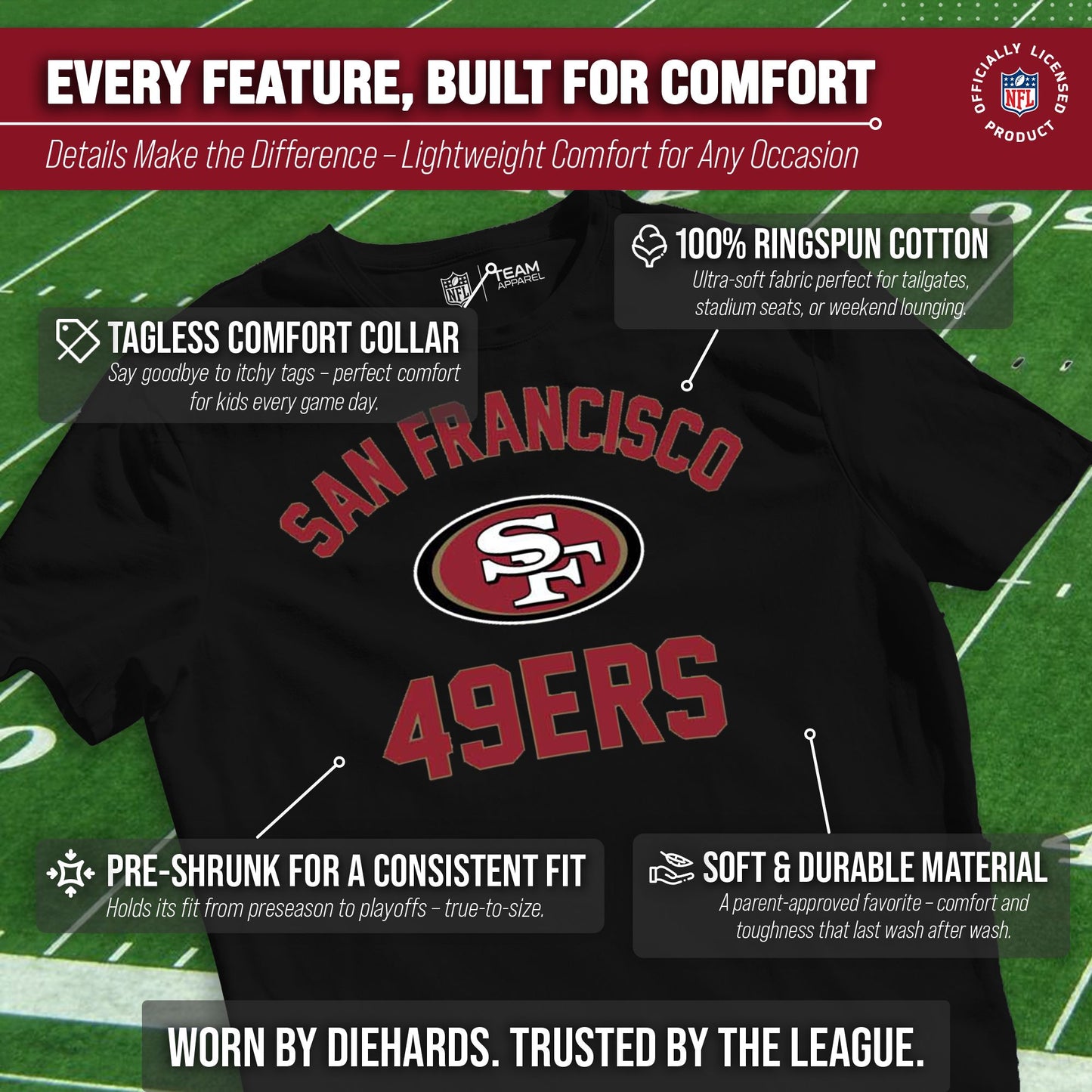 San Francisco 49ers NFL Youth Gameday Football T-Shirt - Black