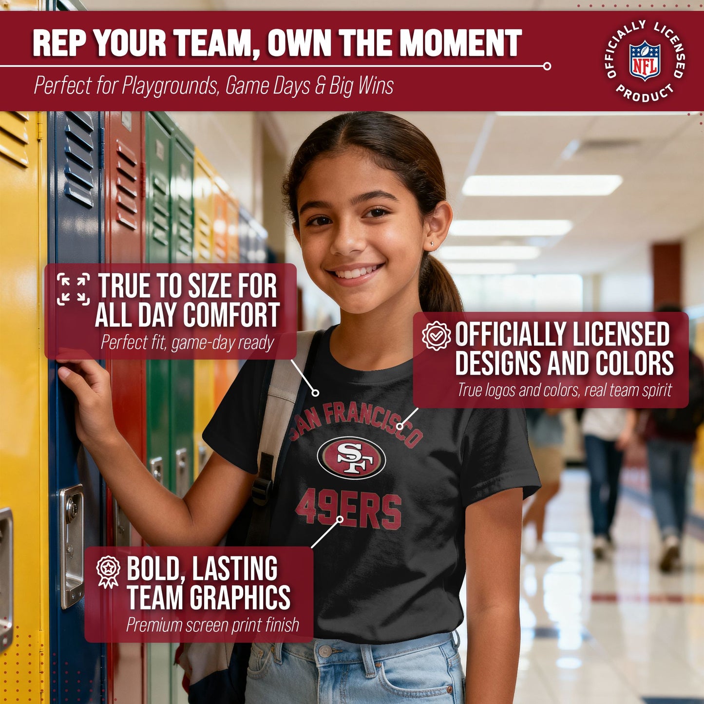 San Francisco 49ers NFL Youth Gameday Football T-Shirt - Black