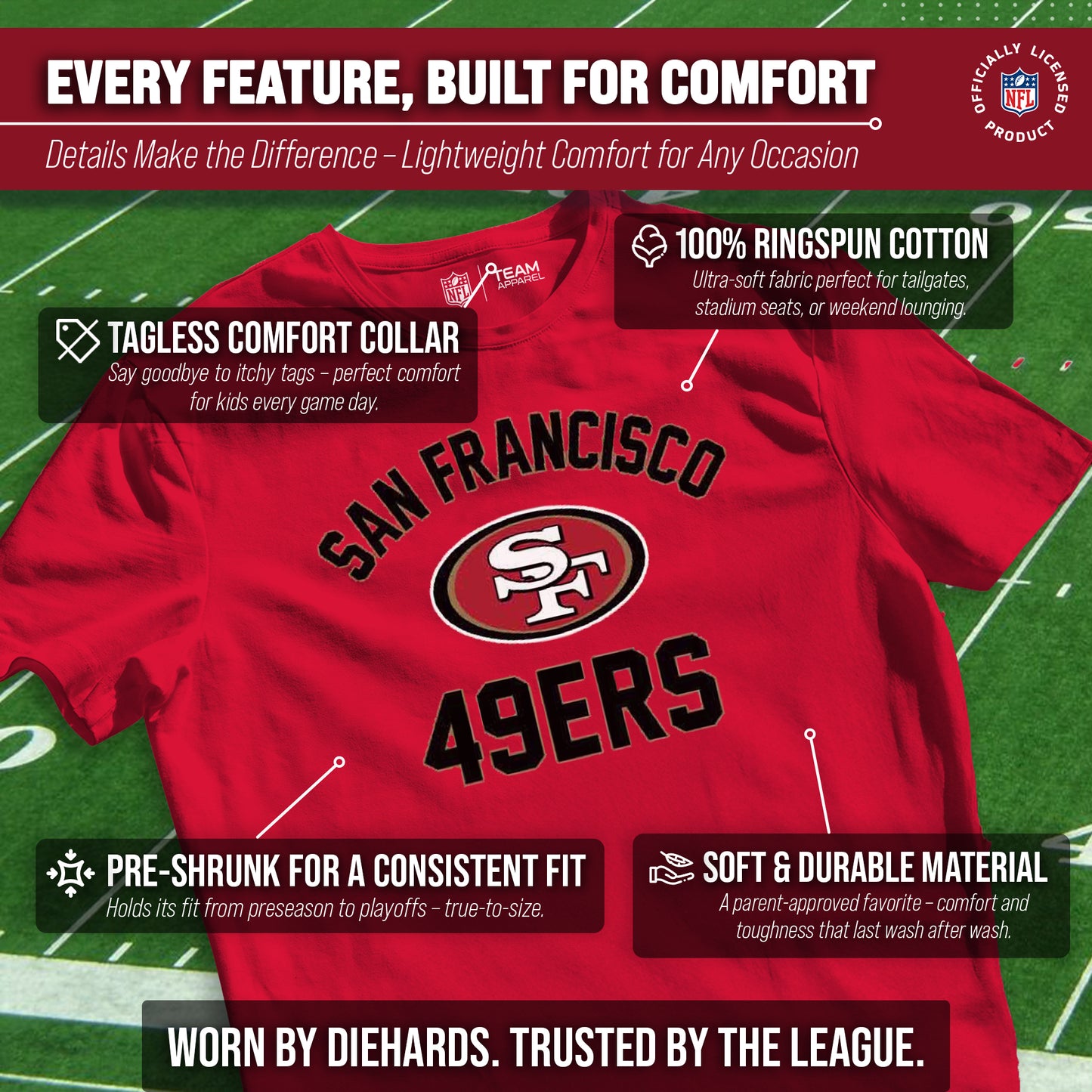 San Francisco 49ers NFL Youth Gameday Football T-Shirt - Red