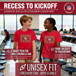 San Francisco 49ers NFL Youth Repeating Logo Football T-Shirt Unisex Tag Free Comfortable - Red