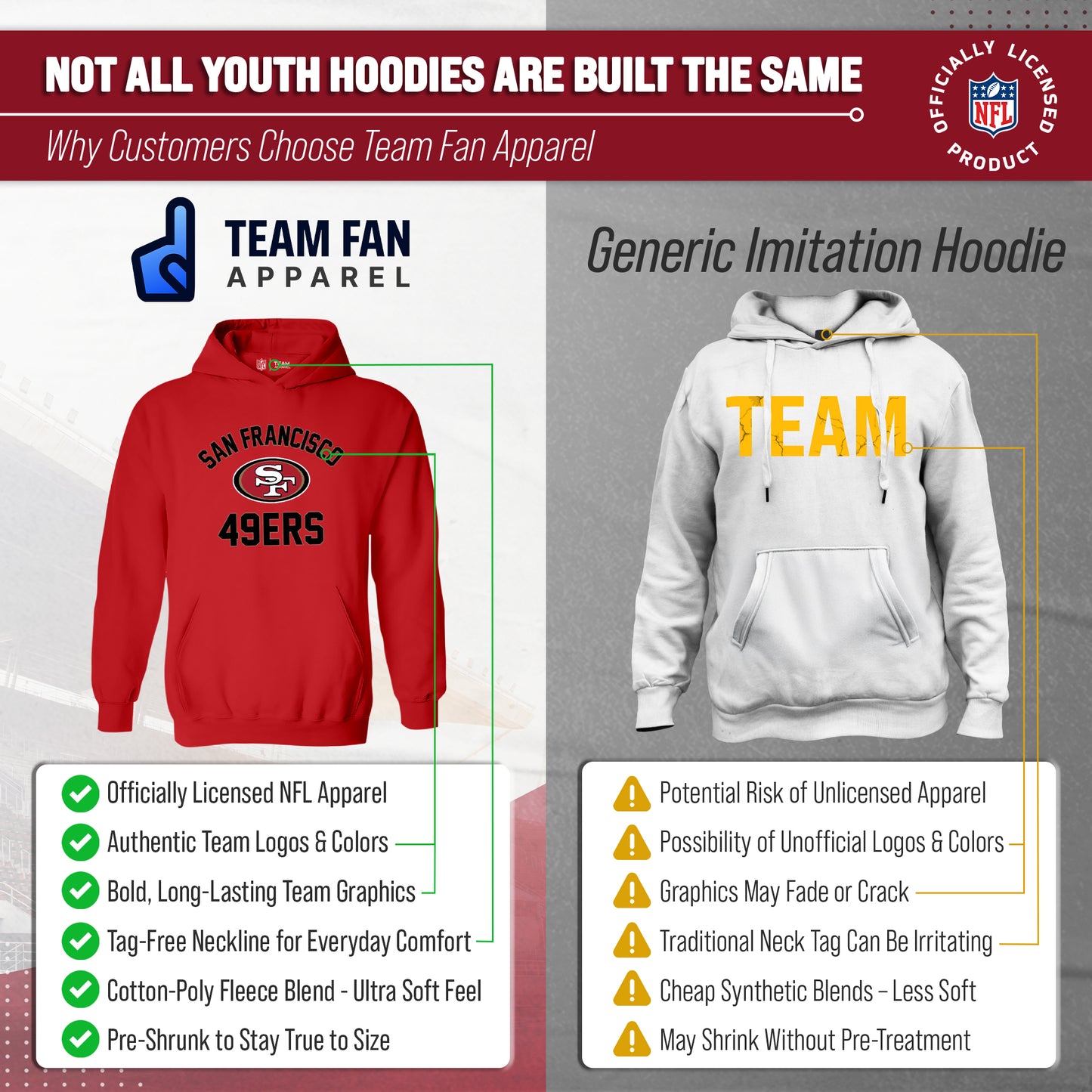 San Francisco 49ers NFL Youth Gameday Hooded Sweatshirt - Red