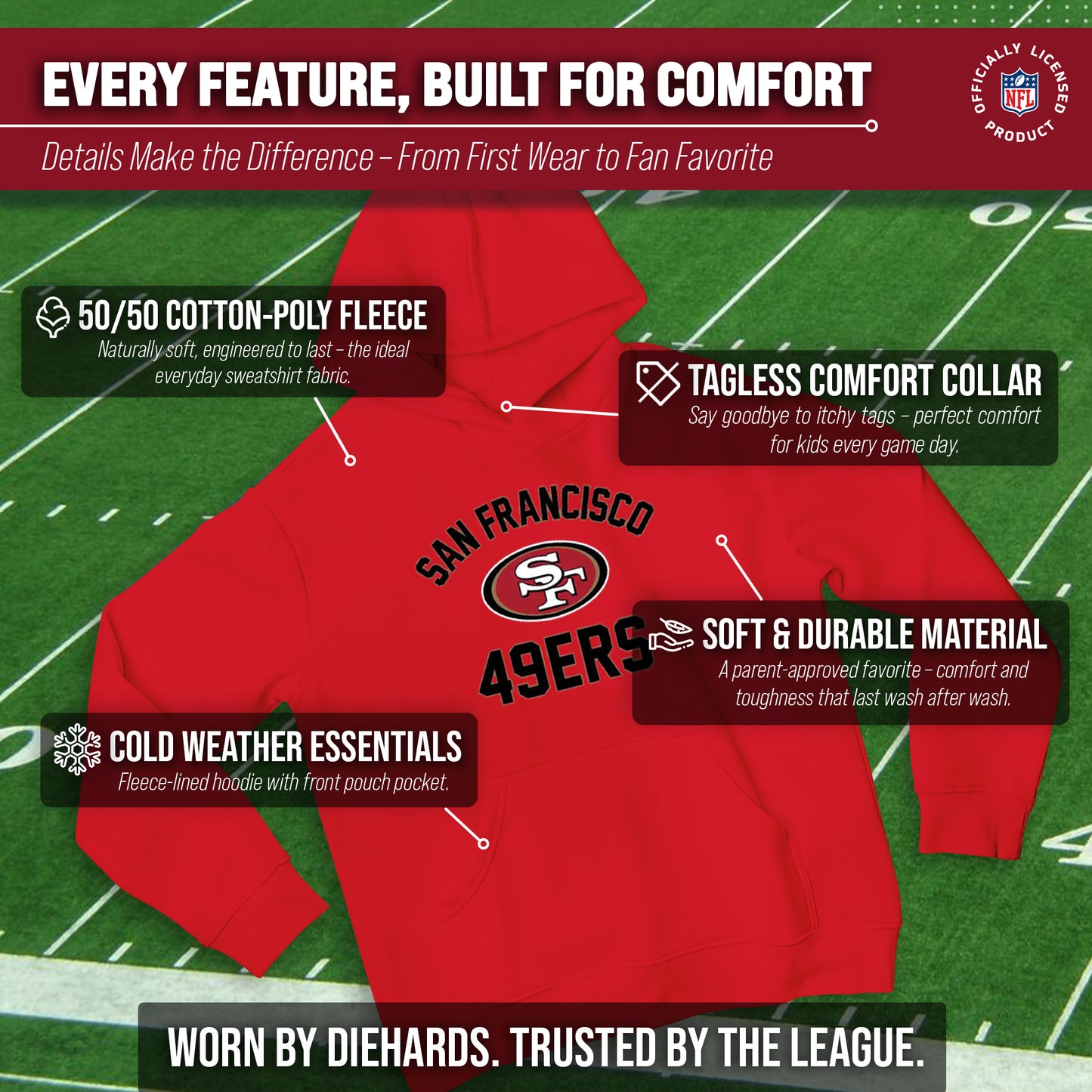 San Francisco 49ers NFL Youth Gameday Hooded Sweatshirt - Red