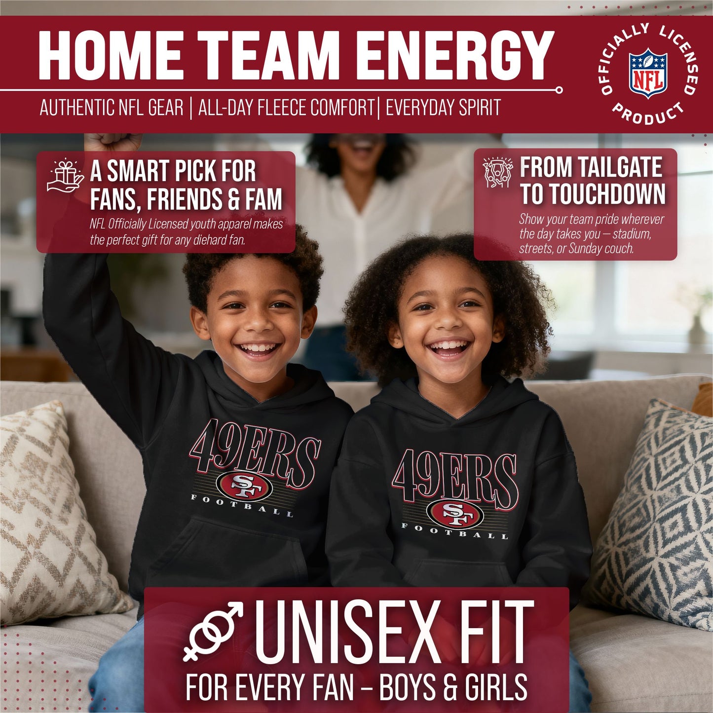 San Francisco 49ers NFL Youth Overtime Blueprint Football Fleece Hooded Sweatshirt - Black