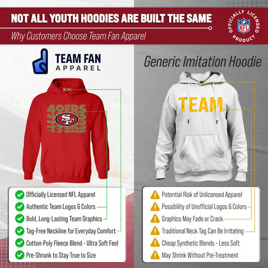 San Francisco 49ers NFL Youth Repeating Logo Football Fleece Hooded Sweatshirt - Red