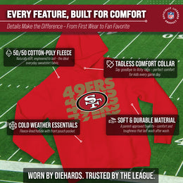San Francisco 49ers NFL Youth Repeating Logo Football Fleece Hooded Sweatshirt - Red