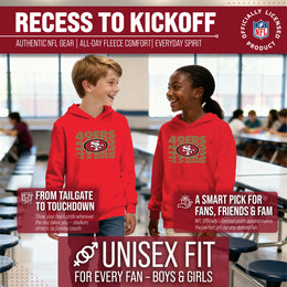 San Francisco 49ers NFL Youth Repeating Logo Football Fleece Hooded Sweatshirt - Red