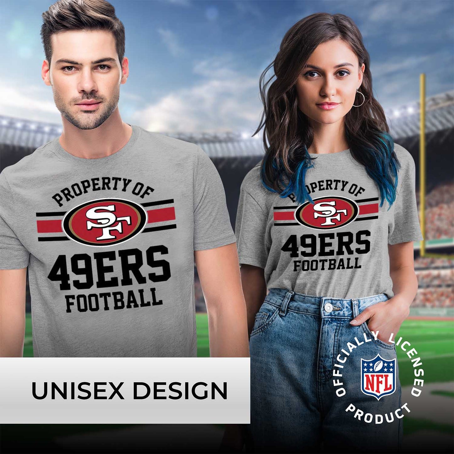 San Francisco 49ers NFL Adult Property Of T-Shirt - Sport Gray