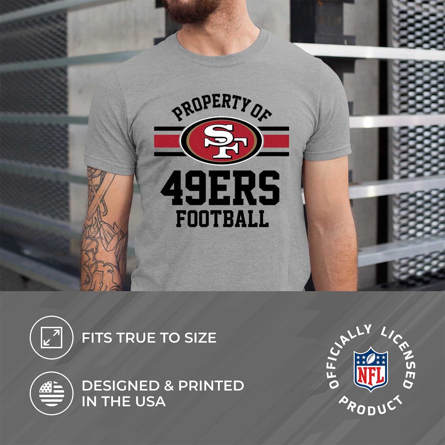 San Francisco 49ers NFL Adult Property Of T-Shirt - Sport Gray