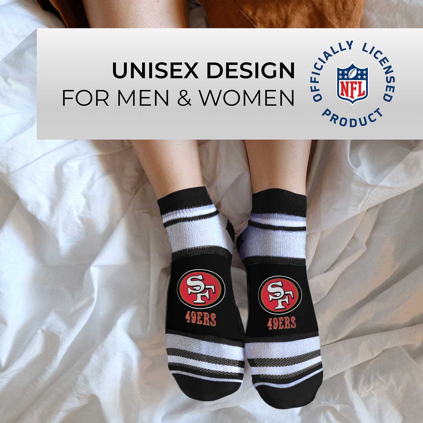 San Francisco 49ers NFL Adult Marquis Addition No Show Socks - Black