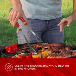San Francisco 49ers NFL Two Piece Grilling Tools Set with 2 Magnet Chip Clips - Chrome