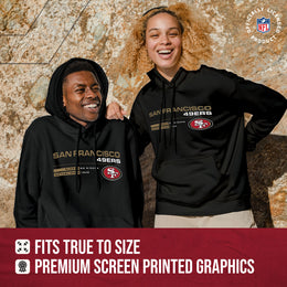 San Francisco 49ers Adult NFL Speed Stat Sheet Fleece Hooded Sweatshirt - Black