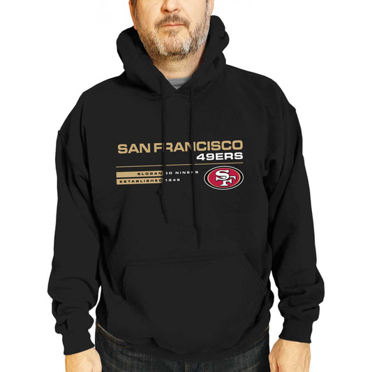 San Francisco 49ers Adult NFL Speed Stat Sheet Fleece Hooded Sweatshirt - Black