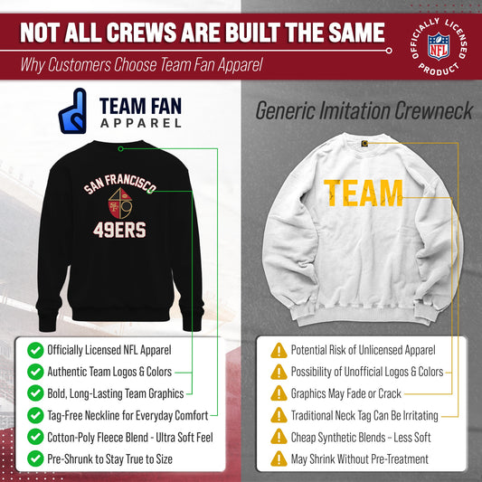 San Francisco 49ers NFL Adult Unisex Retro Gameday Ultra Soft Fleece Crewneck Sweatshirt - Black