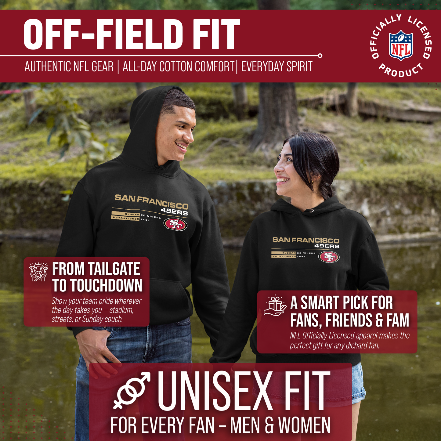 San Francisco 49ers Adult NFL Speed Stat Sheet Fleece Hooded Sweatshirt - Black