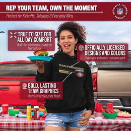 San Francisco 49ers Adult NFL Speed Stat Sheet Fleece Hooded Sweatshirt - Black