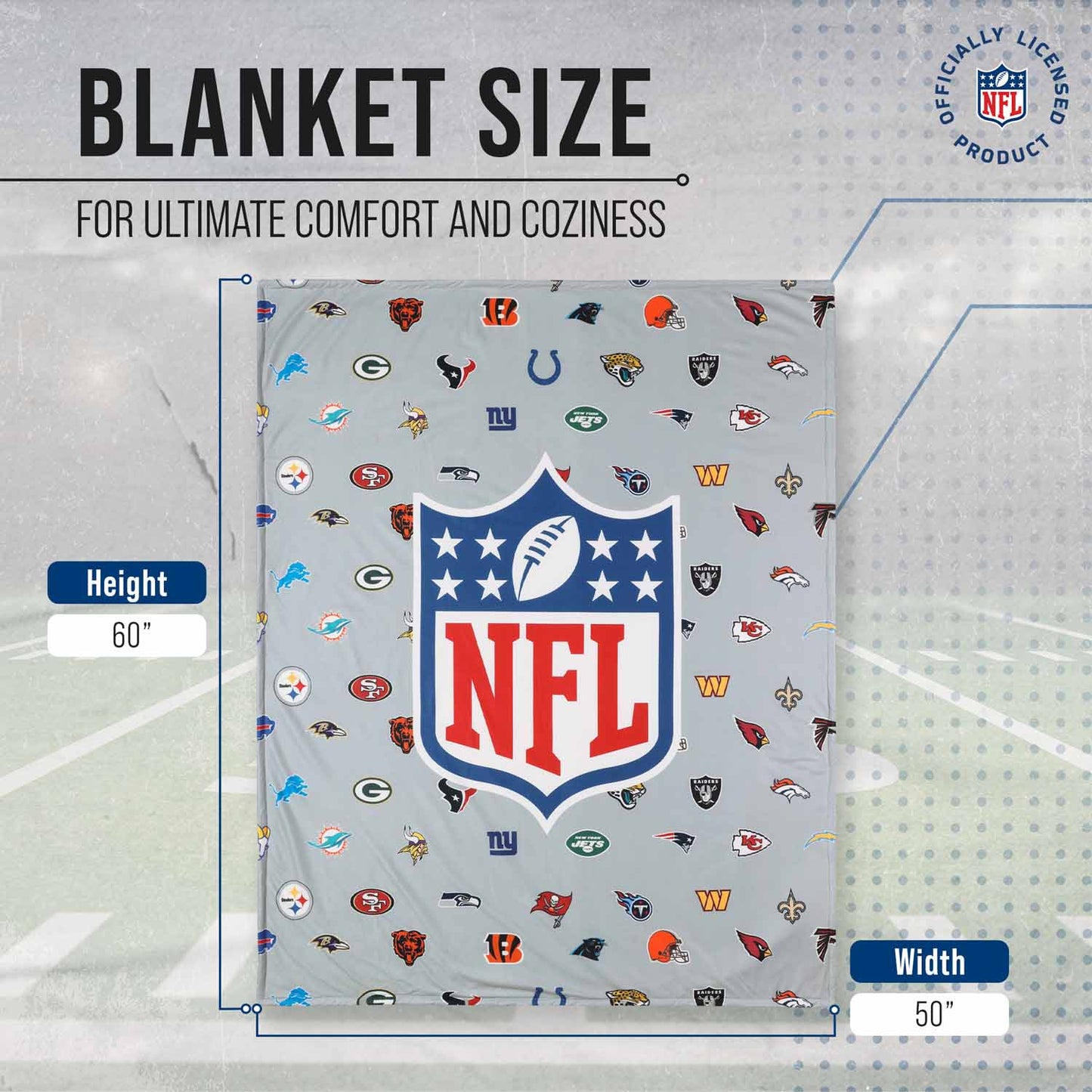 NFL  Ultimate Football Fan All Team Logo Sherpa Blanket - Team Color