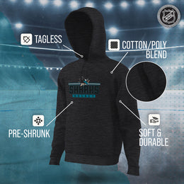 San Jose Sharks NHL Adult Heather Charcoal True Fan Hooded Sweatshirt Unisex - Charcoal