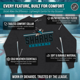 San Jose Sharks NHL Charcoal True Fan Crewneck Sweatshirt - Charcoal