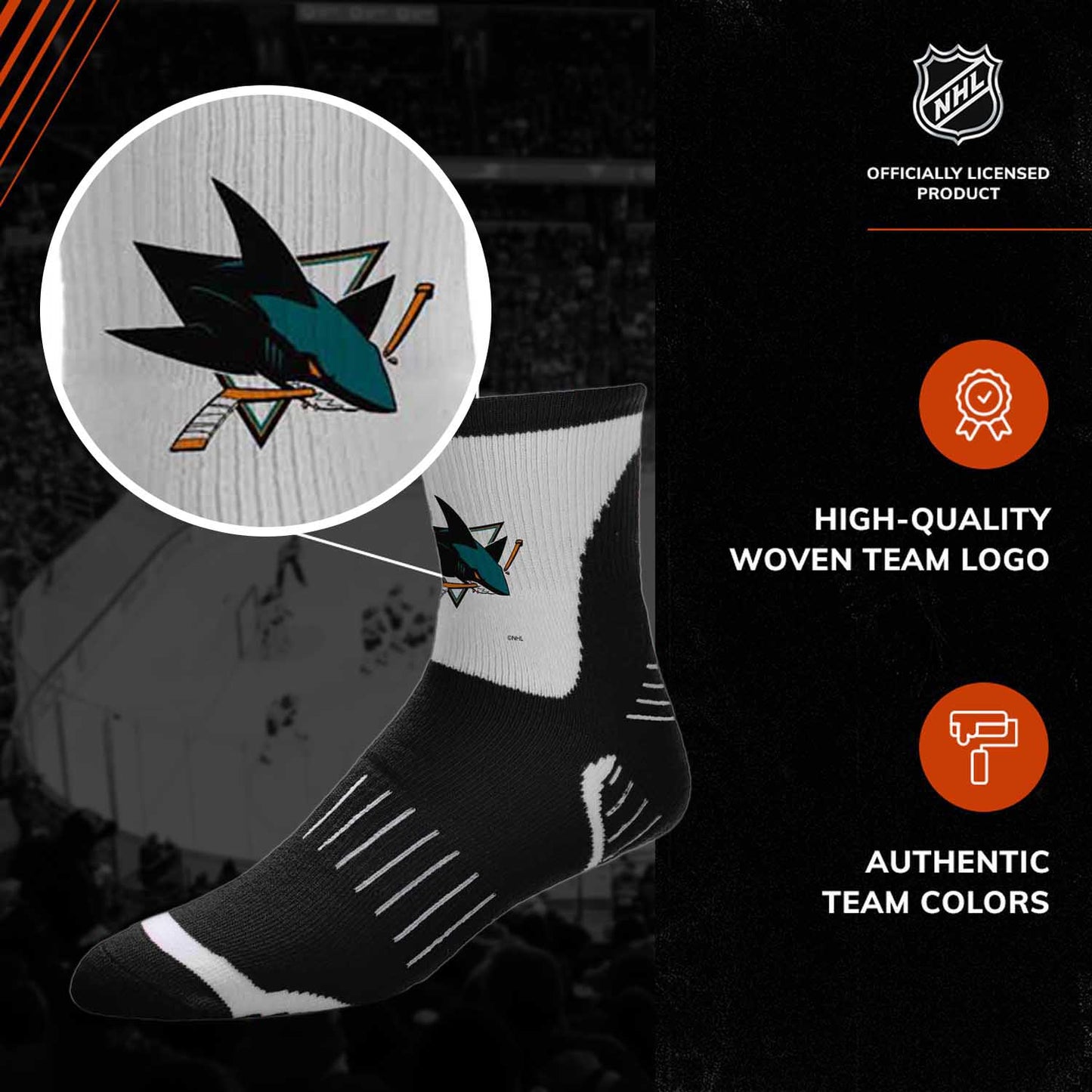 San Jose Sharks NHL Youth Surge Socks - Black