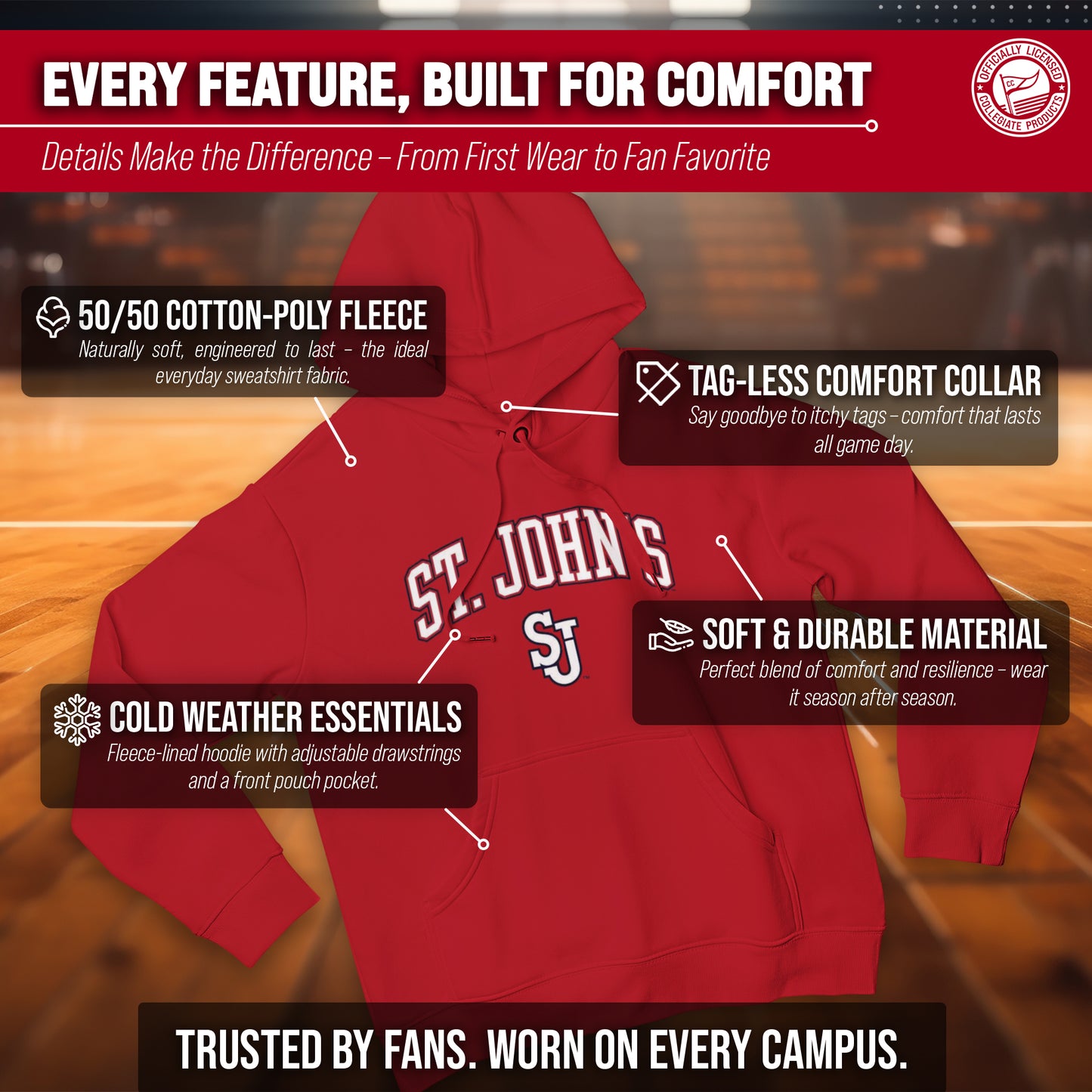 St. John's Red Storm Adult Arch & Logo Soft Style Gameday Hooded Sweatshirt - Red