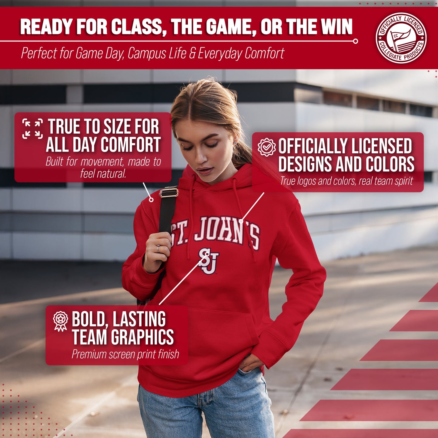 St. John's Red Storm Adult Arch & Logo Soft Style Gameday Hooded Sweatshirt - Red