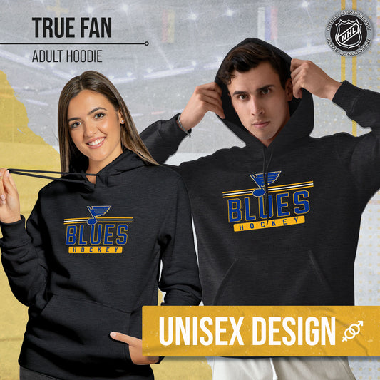 St. Louis Blues NHL Adult Heather Charcoal True Fan Hooded Sweatshirt Unisex - Charcoal