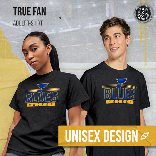 St. Louis Blues Adult NHL Heather Charcoal True Fan Hockey T-Shirt - Charcoal
