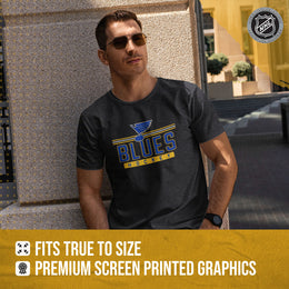 St. Louis Blues Adult NHL Heather Charcoal True Fan Hockey T-Shirt - Charcoal