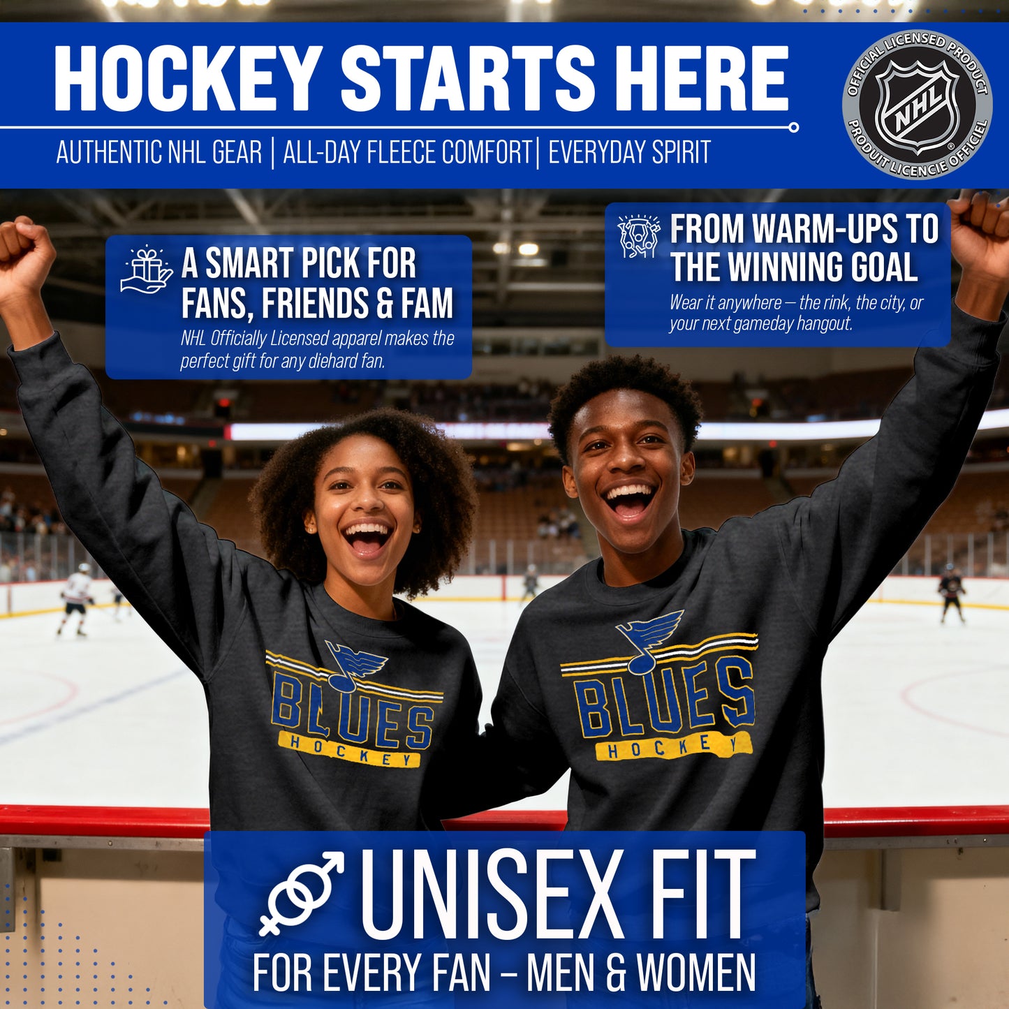 St. Louis Blues NHL Charcoal True Fan Crewneck Sweatshirt - Charcoal