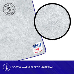 SMU Mustangs NCAA Silk Sherpa College Throw Blanket - Blue