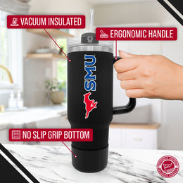 SMU Mustangs College & University 40 oz Travel Tumbler With Handle - Black