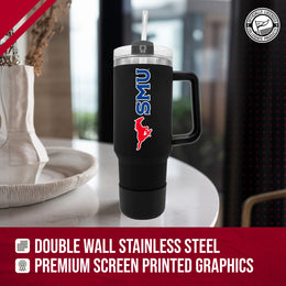 SMU Mustangs College & University 40 oz Travel Tumbler With Handle - Black