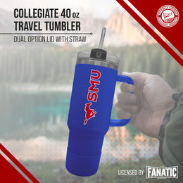 SMU Mustangs College & University 40 oz Travel Tumbler With Handle - Royal