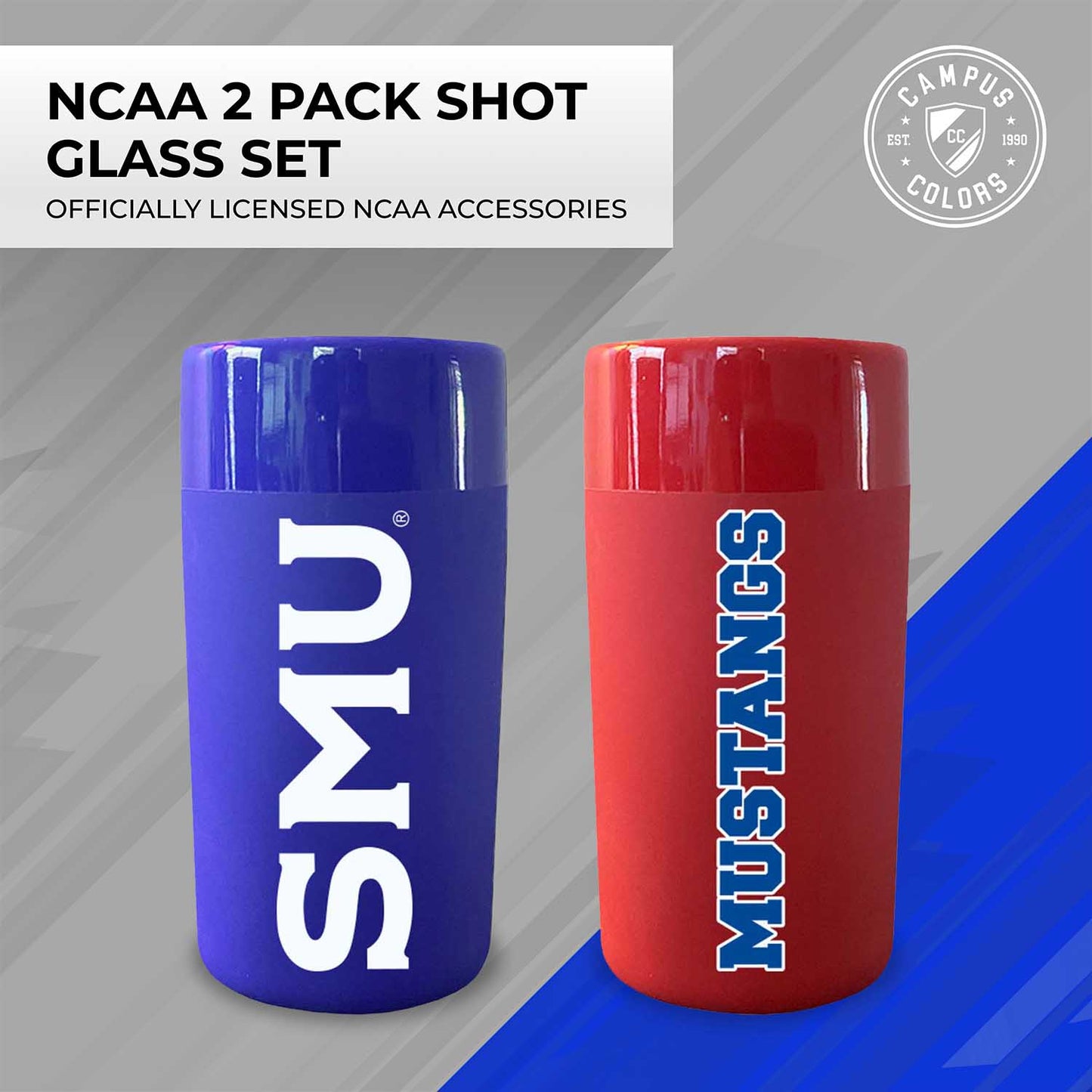 SMU Mustangs College and University 2-Pack Shot Glasses - Team Color