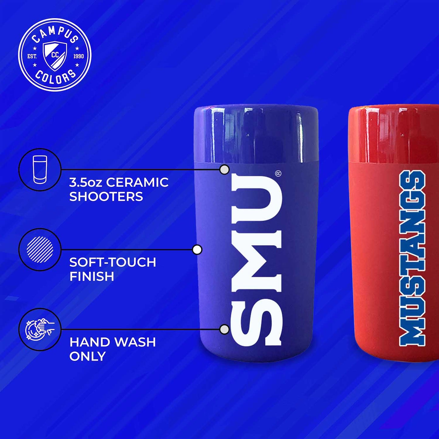 SMU Mustangs College and University 2-Pack Shot Glasses - Team Color