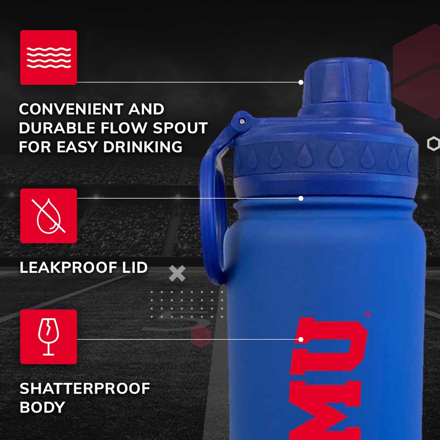 SMU Mustangs NCAA Stainless Steel Water Bottle - Royal