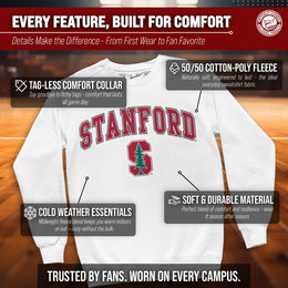 Stanford Cardinal Adult Arch & Logo Soft Style Gameday Crewneck Sweatshirt - White