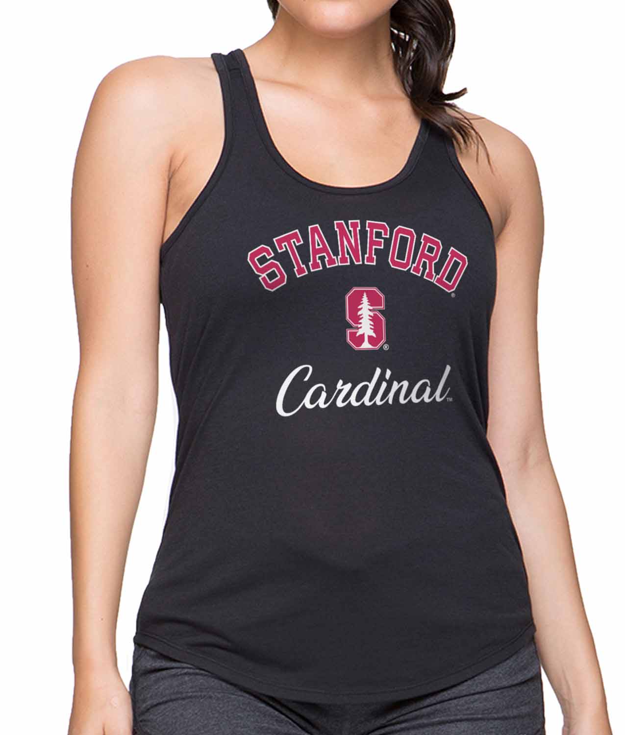 Stanford Cardinal NCAA Womens Tag-Less Ultra Soft Tailgate Tank Top - Black Heather