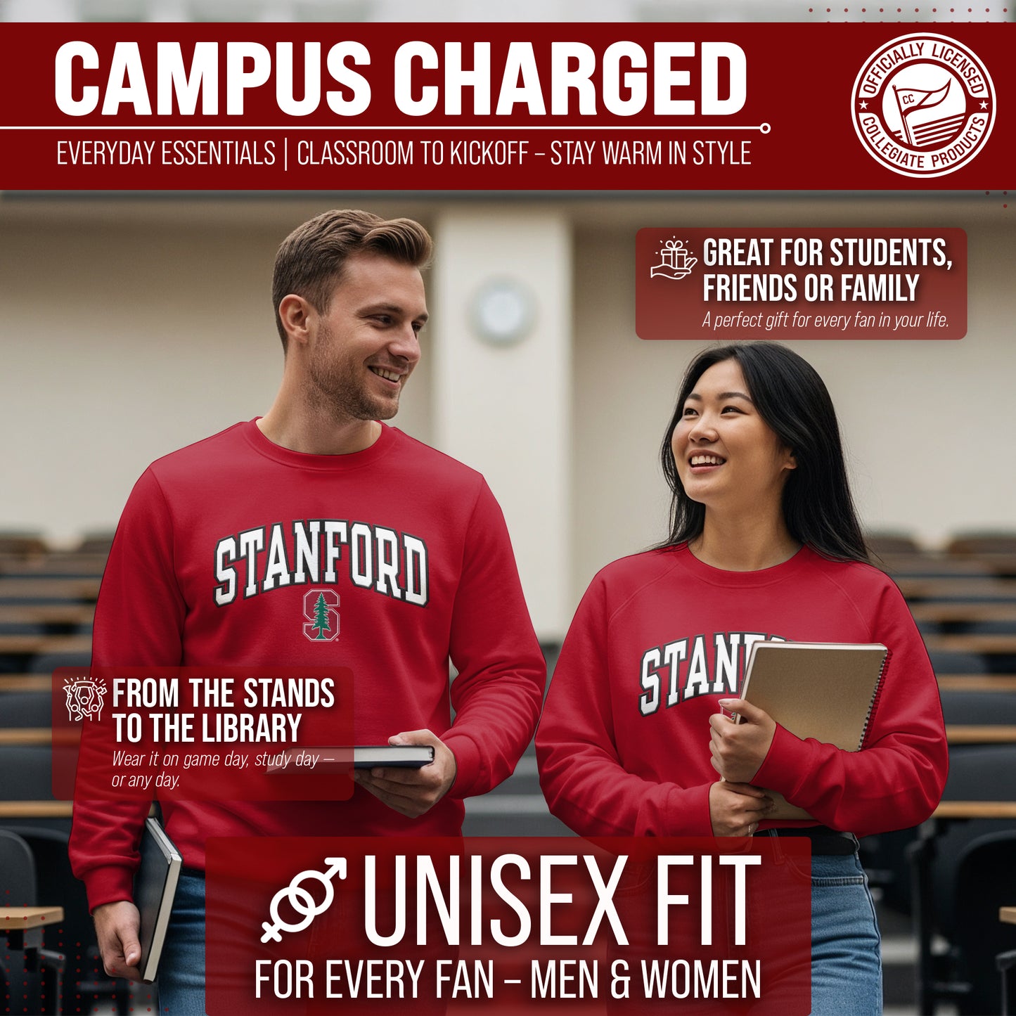 Stanford Cardinal NCAA Adult Tackle Twill Crewneck Sweatshirt - Cardinal