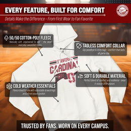 Stanford Cardinal NCAA Adult Unisex Varsity Club Pennant Hooded Fleece Sweatshirt - Off White
