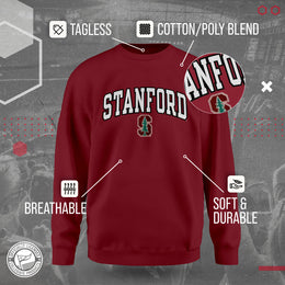 Stanford Cardinal NCAA Adult Tackle Twill Crewneck Sweatshirt - Cardinal